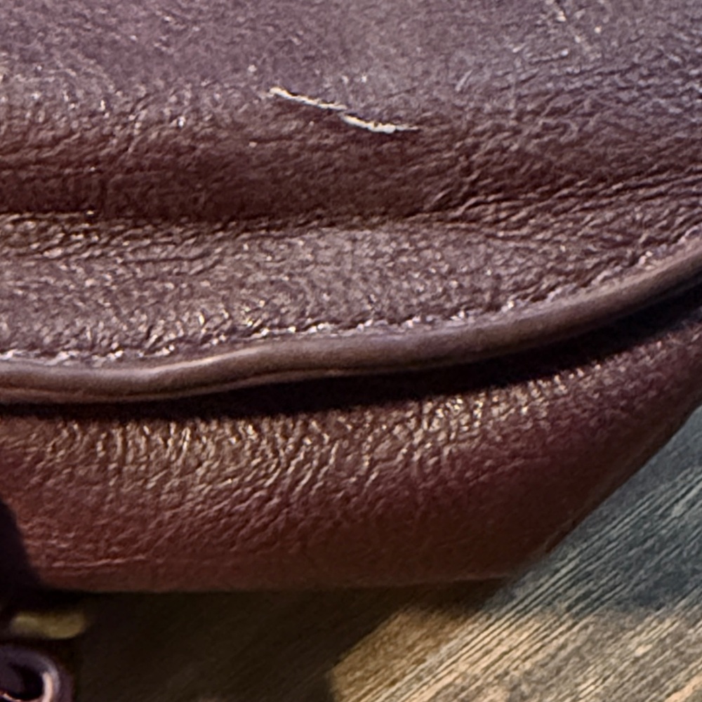 Small Plum Vegan Leather Crossbody Saddle Bag - Picture 3 of 5